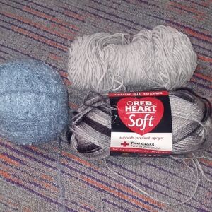 Red Heart Soft Yarn Bundle - Blue and Gray